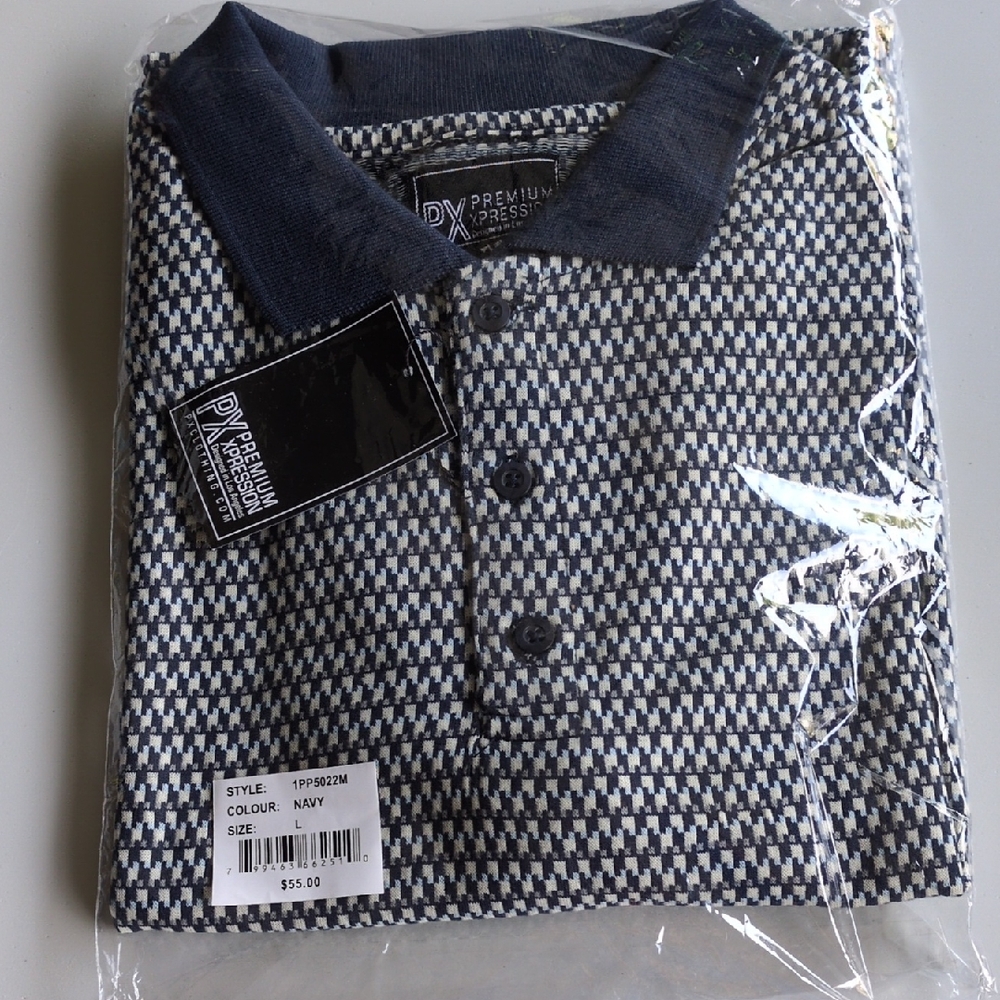 DX Premium Navy Checkered Polo Shirt